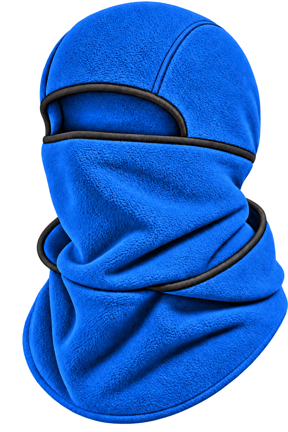 Cagoule Frimaire Bleu, portée en cagoule