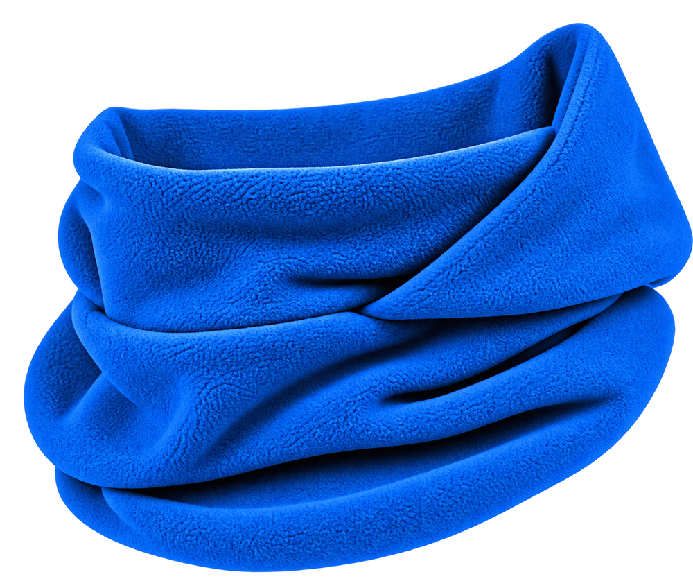 Cagoule Frimaire Bleu, portée en cache-cou