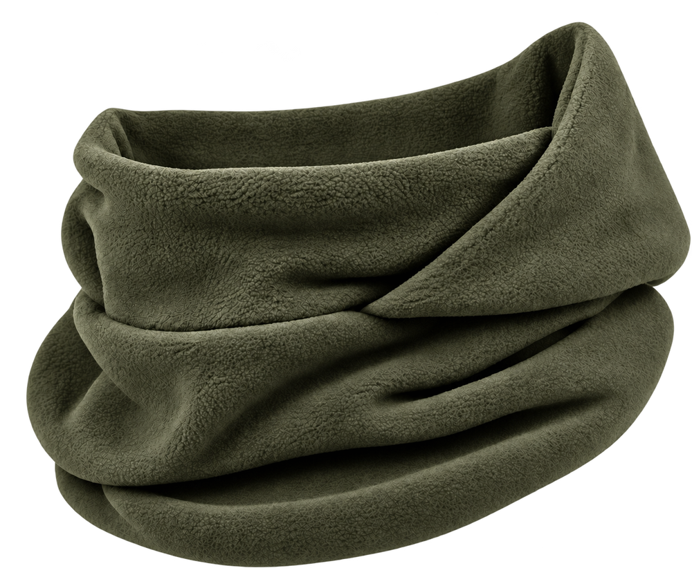 Cagoule Frimaire Kaki, portée en cache-cou
