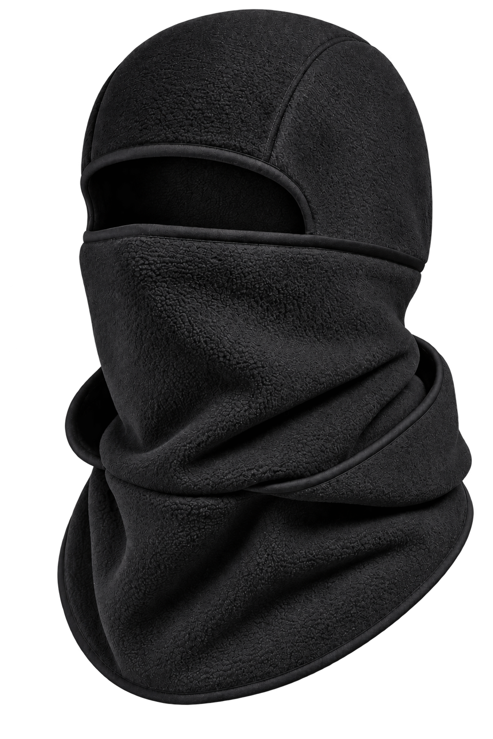 Cagoule Frimaire Noir, portée en cagoule