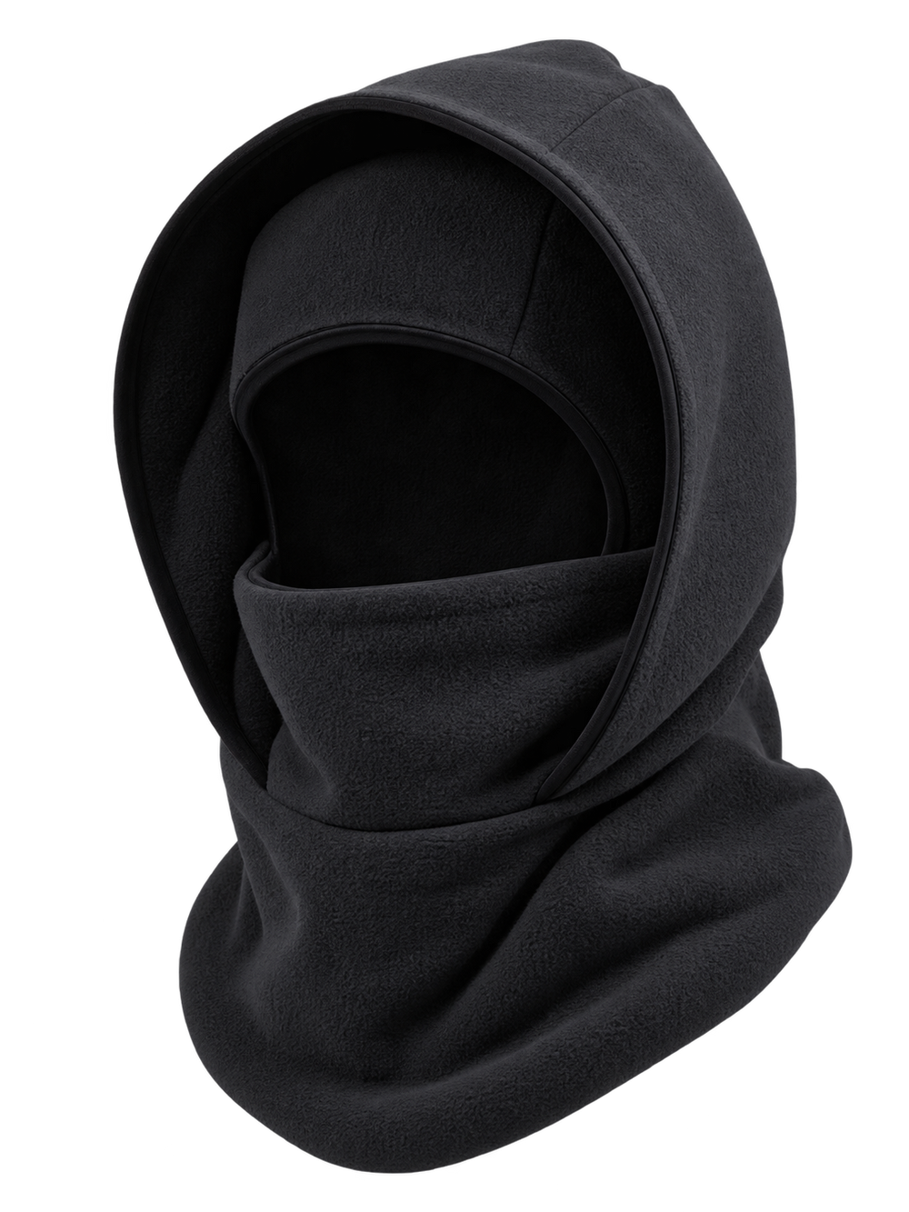 Cagoule Frimaire Noir, portée en capuche
