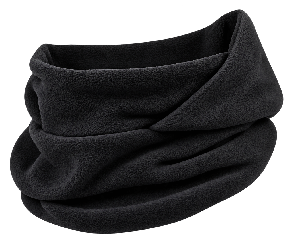 Cagoule Frimaire Noir, portée en cache-cou
